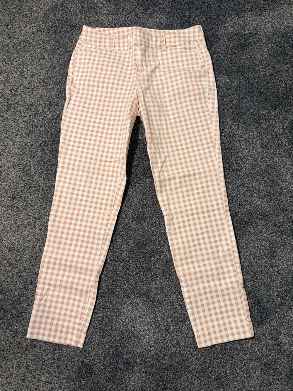 Old Navy Peach and White Gingham Pixie Ankle Pants F-26